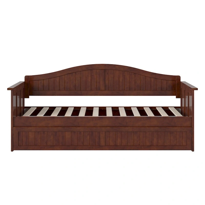 Lit de repos double en bois avec lit gigogne double