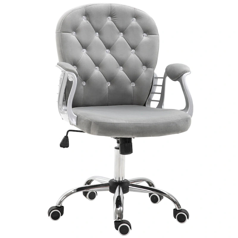 Chaise de bureau mi-hauteur avec dossier capitonné, pivotante et à roulettes pour travail