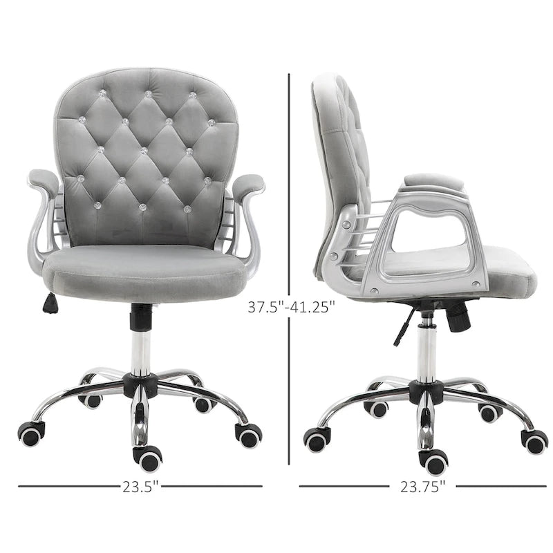 Chaise de bureau mi-hauteur avec dossier capitonné, pivotante et à roulettes pour travail