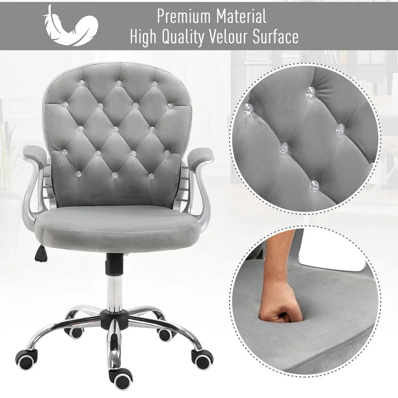 Chaise de bureau mi-hauteur avec dossier capitonné, pivotante et à roulettes pour travail