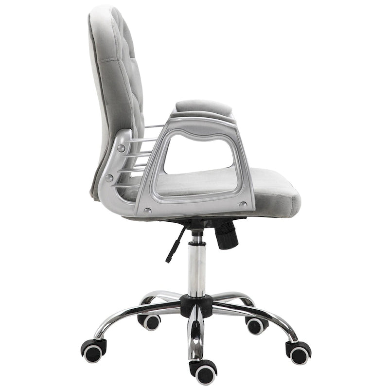 Chaise de bureau mi-hauteur avec dossier capitonné, pivotante et à roulettes pour travail