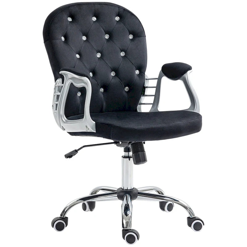 Chaise de bureau mi-hauteur avec dossier capitonné, pivotante et à roulettes pour travail