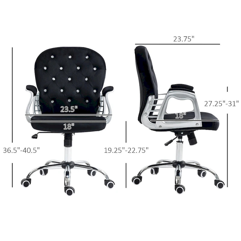 Chaise de bureau mi-hauteur avec dossier capitonné, pivotante et à roulettes pour travail