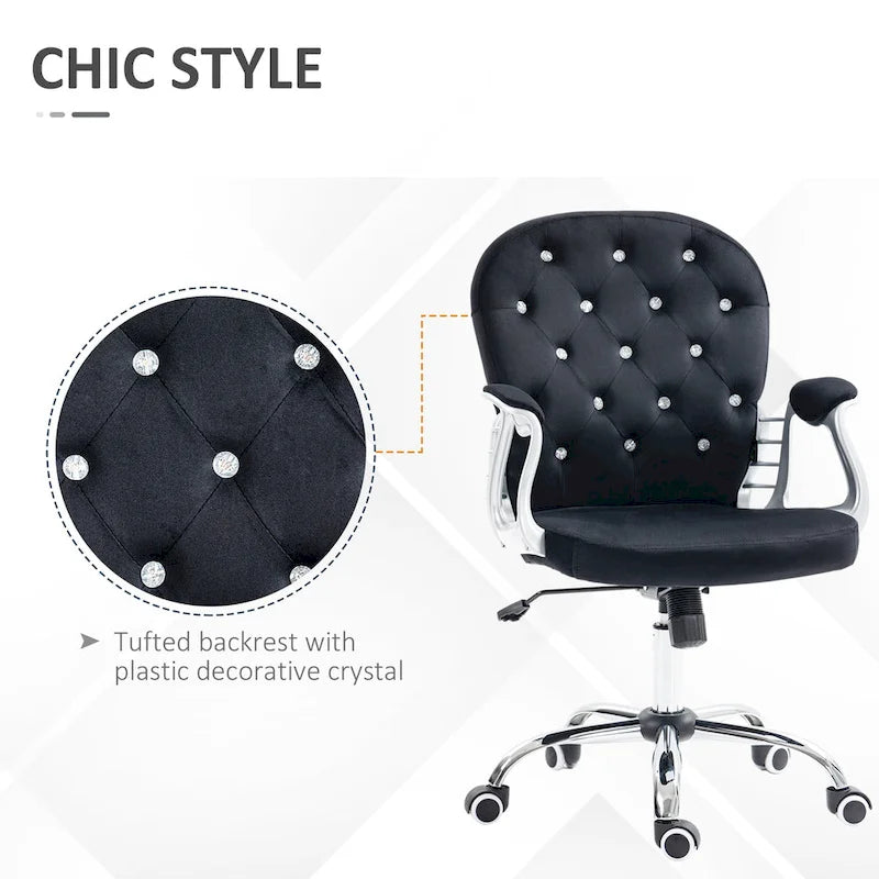 Chaise de bureau mi-hauteur avec dossier capitonné, pivotante et à roulettes pour travail