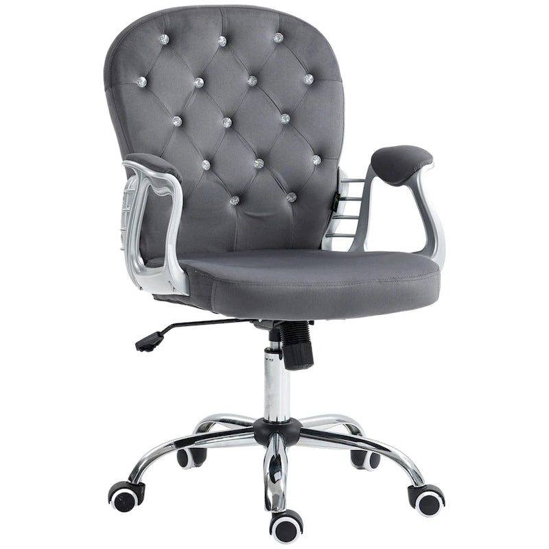 Chaise de bureau mi-hauteur avec dossier capitonné, pivotante et à roulettes pour travail