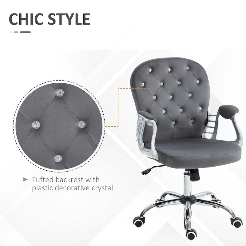 Chaise de bureau mi-hauteur avec dossier capitonné, pivotante et à roulettes pour travail