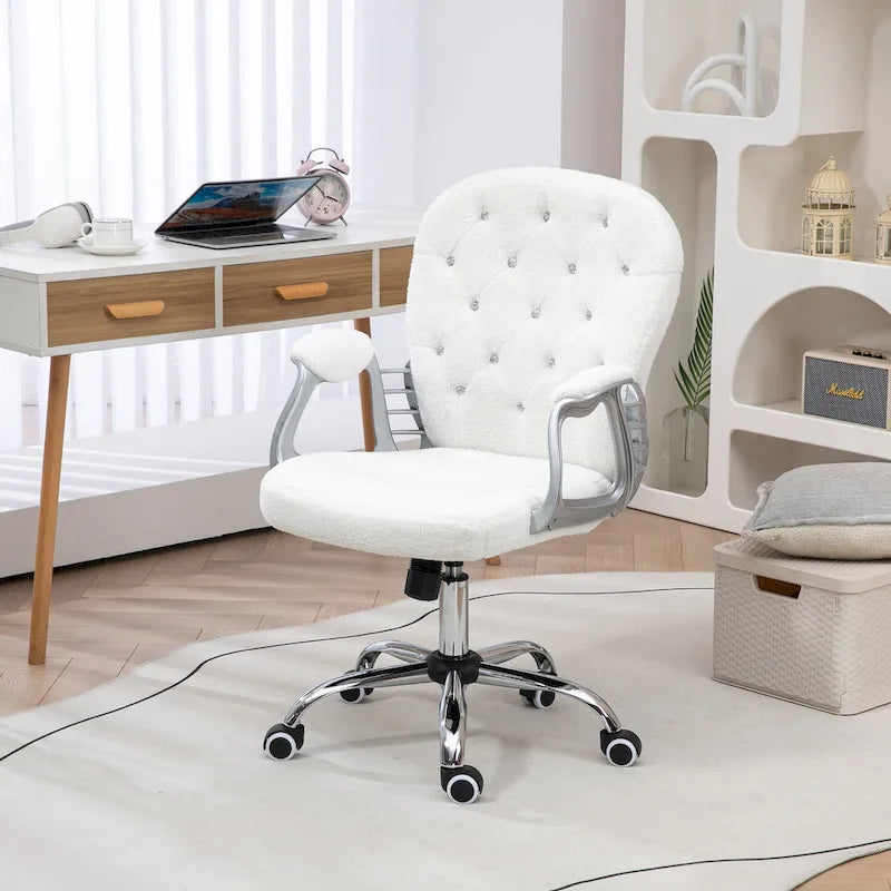 Chaise de bureau mi-hauteur avec dossier capitonné, pivotante et à roulettes pour travail