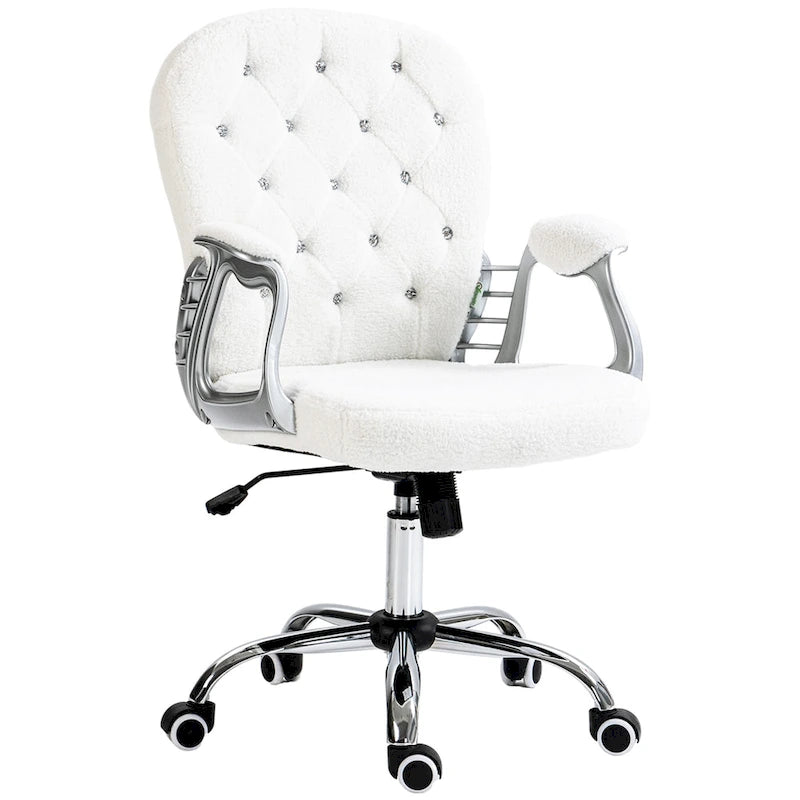 Chaise de bureau mi-hauteur avec dossier capitonné, pivotante et à roulettes pour travail