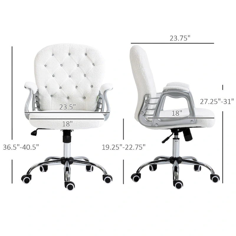 Chaise de bureau mi-hauteur avec dossier capitonné, pivotante et à roulettes pour travail
