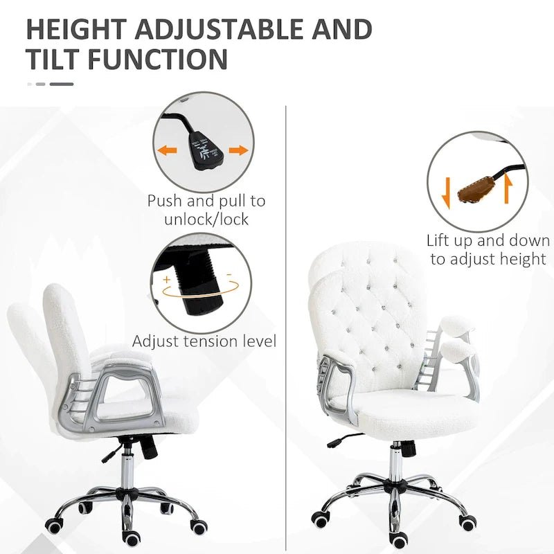 Chaise de bureau mi-hauteur avec dossier capitonné, pivotante et à roulettes pour travail