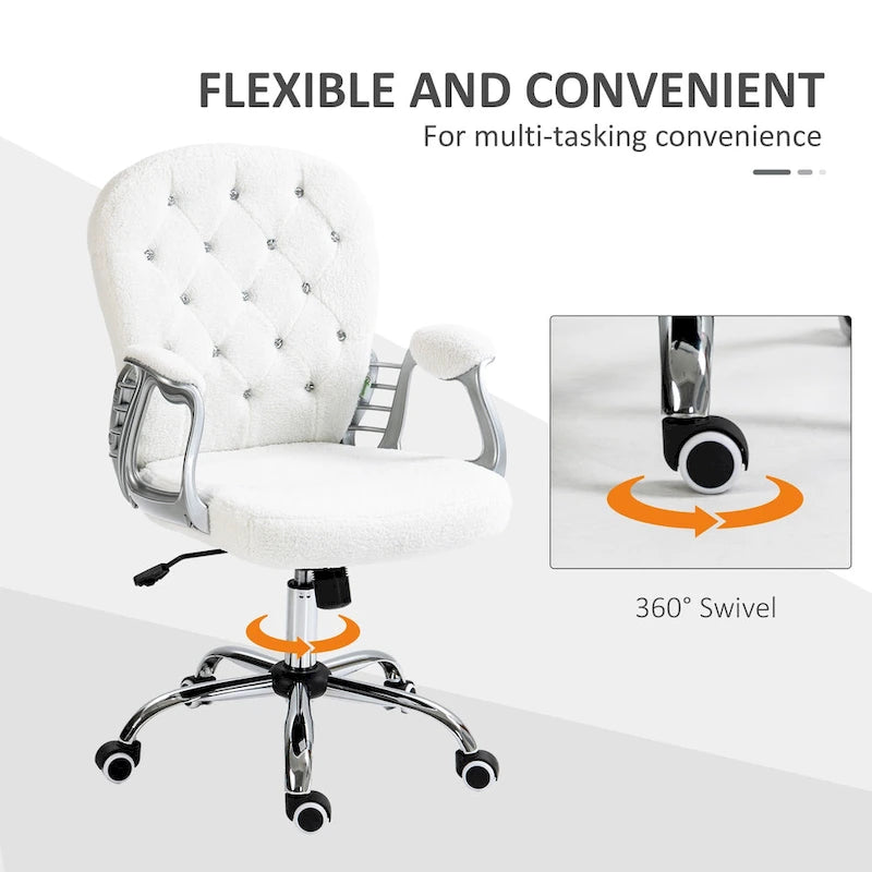 Chaise de bureau mi-hauteur avec dossier capitonné, pivotante et à roulettes pour travail