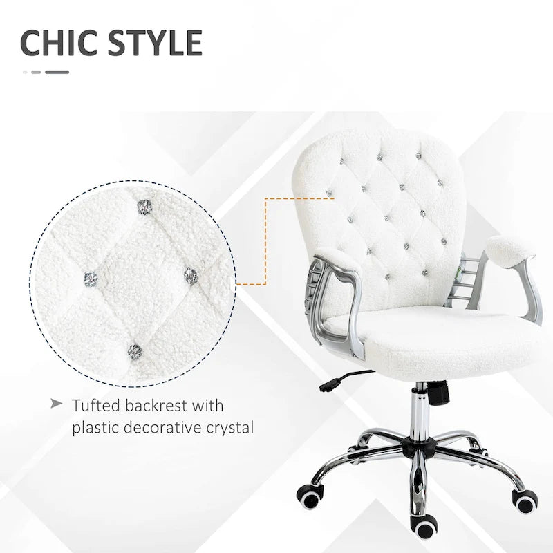 Chaise de bureau mi-hauteur avec dossier capitonné, pivotante et à roulettes pour travail