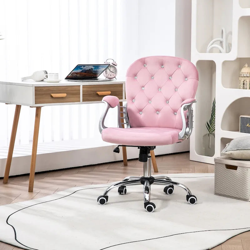 Chaise de bureau mi-hauteur avec dossier capitonné, pivotante et à roulettes pour travail