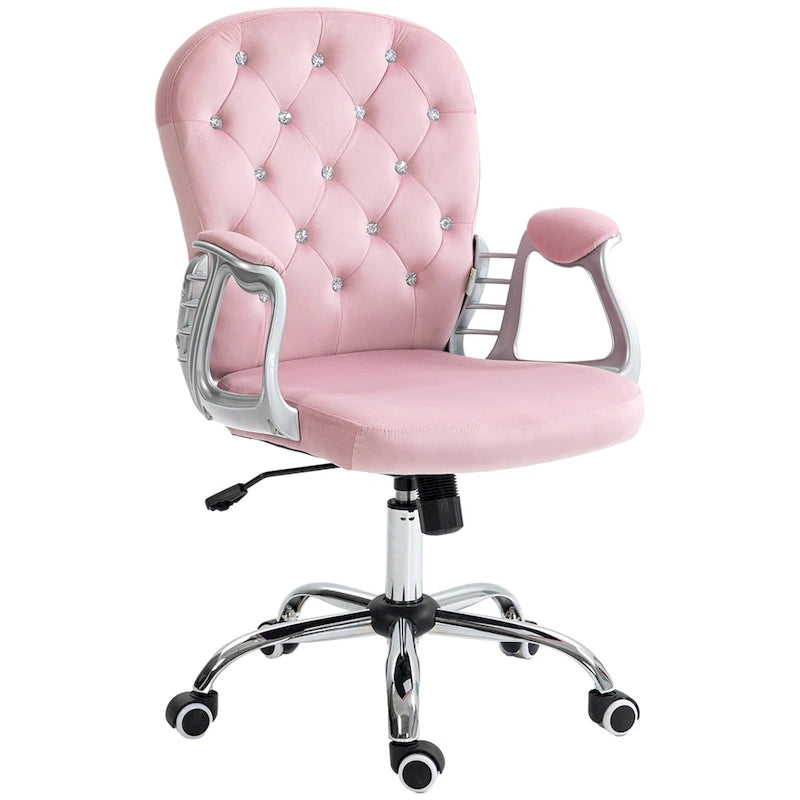 Chaise de bureau mi-hauteur avec dossier capitonné, pivotante et à roulettes pour travail