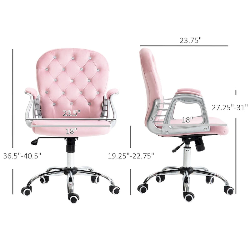 Chaise de bureau mi-hauteur avec dossier capitonné, pivotante et à roulettes pour travail