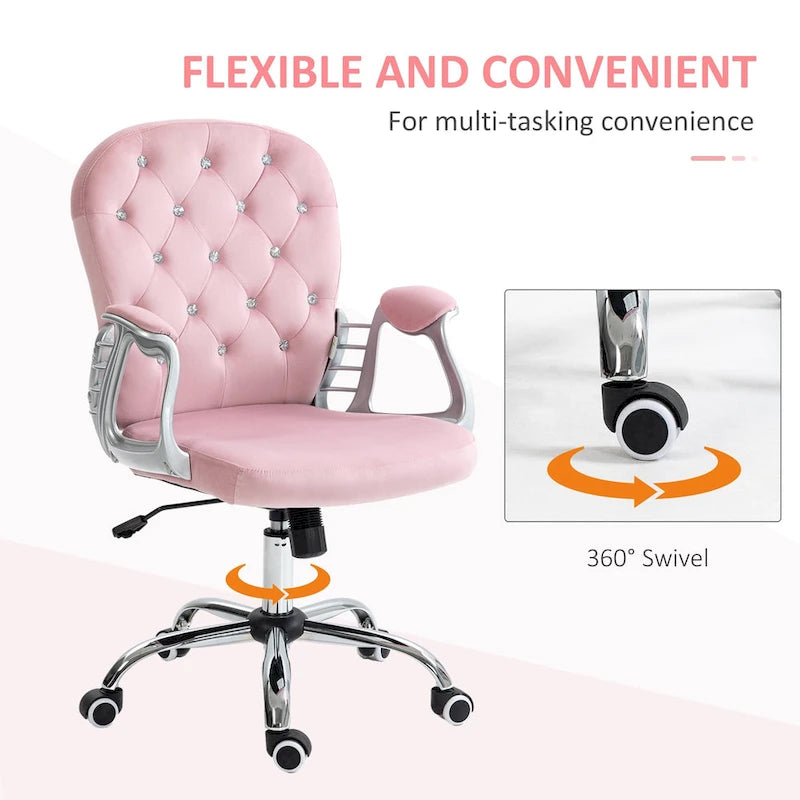 Chaise de bureau mi-hauteur avec dossier capitonné, pivotante et à roulettes pour travail