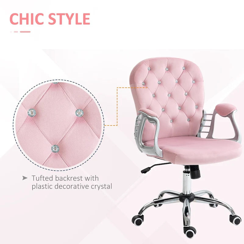 Chaise de bureau mi-hauteur avec dossier capitonné, pivotante et à roulettes pour travail