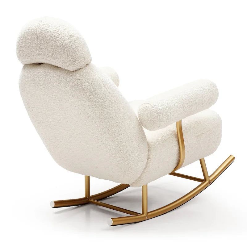 Fauteuil à bascule de puériculture en tissu Sherpa moderne
