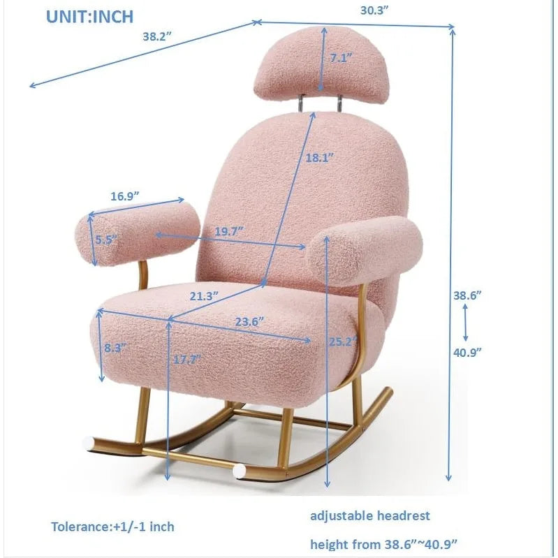 Fauteuil à bascule de puériculture en tissu Sherpa moderne