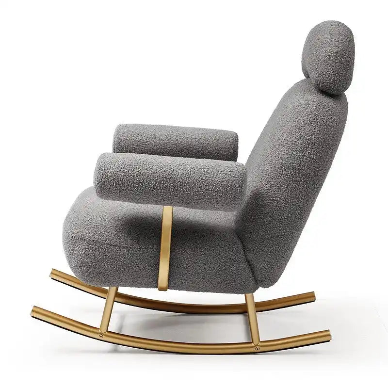 Fauteuil à bascule de puériculture en tissu Sherpa moderne