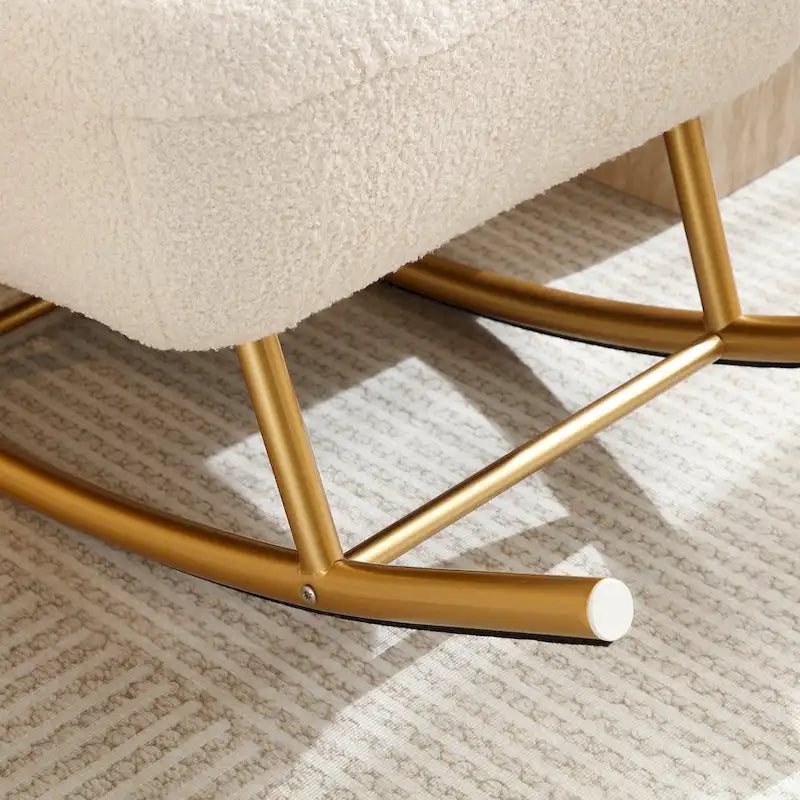 Fauteuil à bascule de puériculture en tissu Sherpa moderne