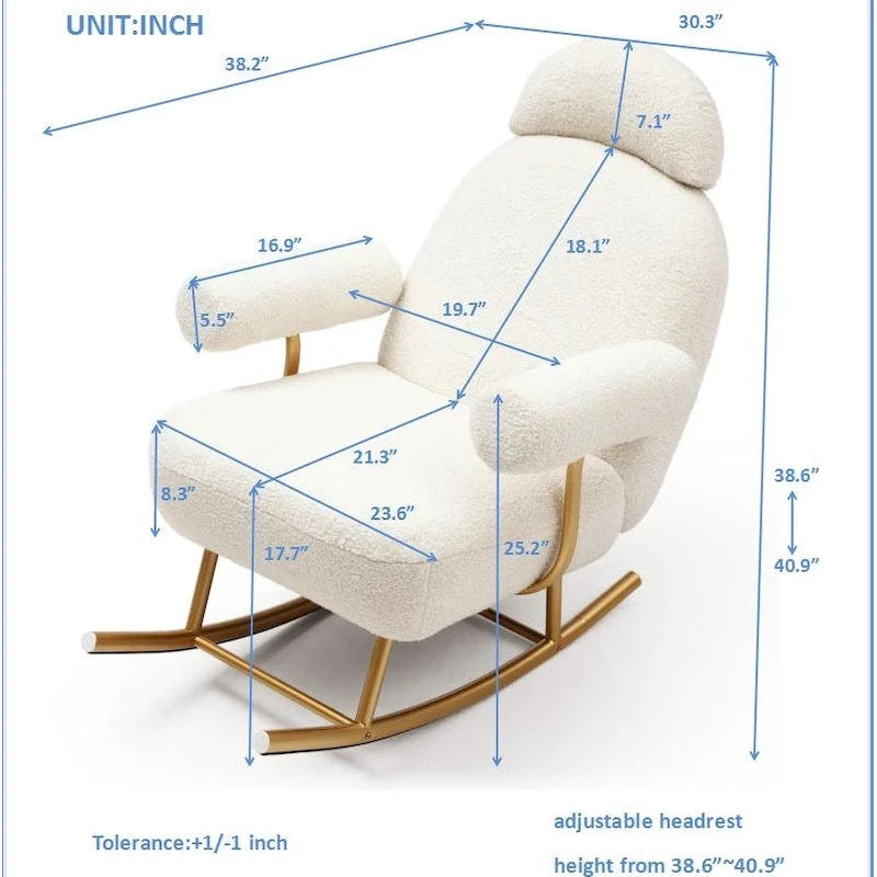 Fauteuil à bascule de puériculture en tissu Sherpa moderne