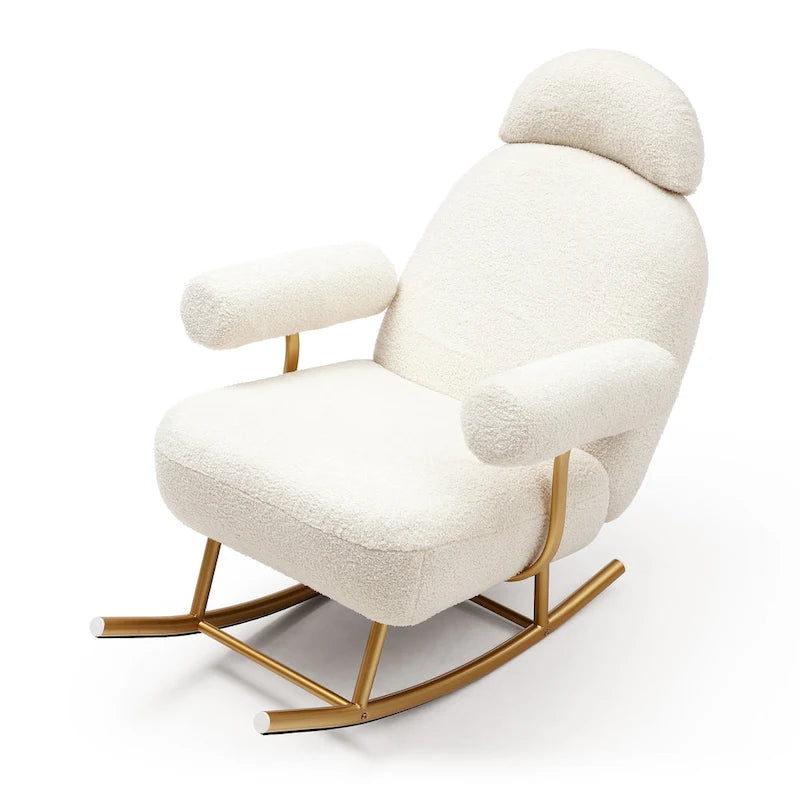 Fauteuil à bascule de puériculture en tissu Sherpa moderne