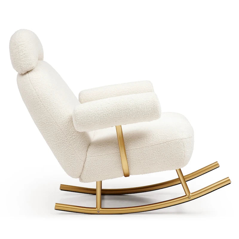 Fauteuil à bascule de puériculture en tissu Sherpa moderne