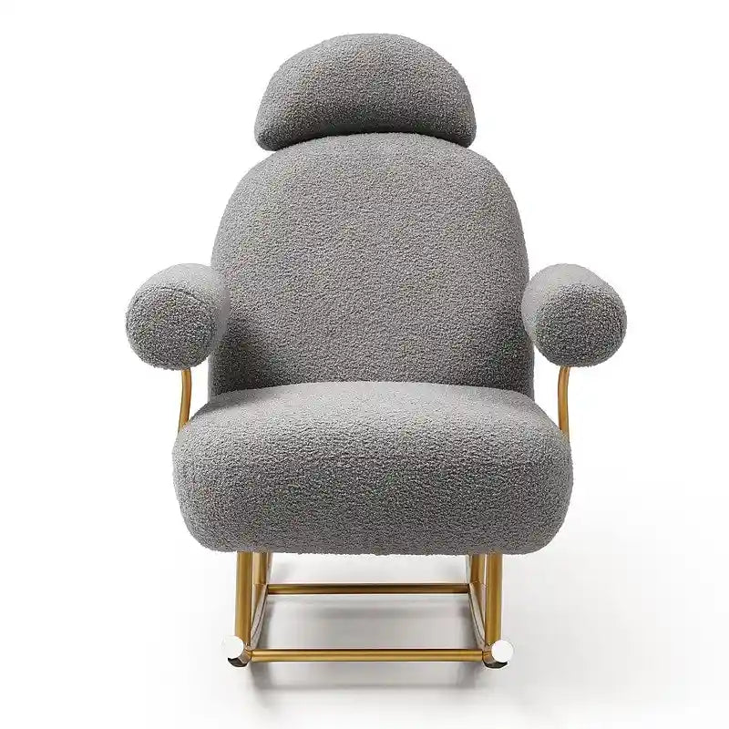 Fauteuil à bascule de puériculture en tissu Sherpa moderne
