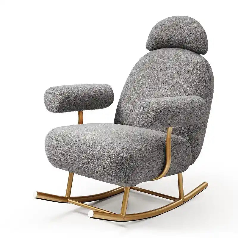 Fauteuil à bascule de puériculture en tissu Sherpa moderne