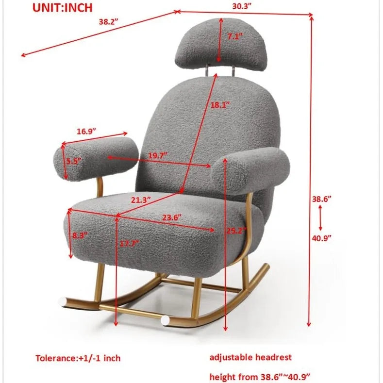 Fauteuil à bascule de puériculture en tissu Sherpa moderne