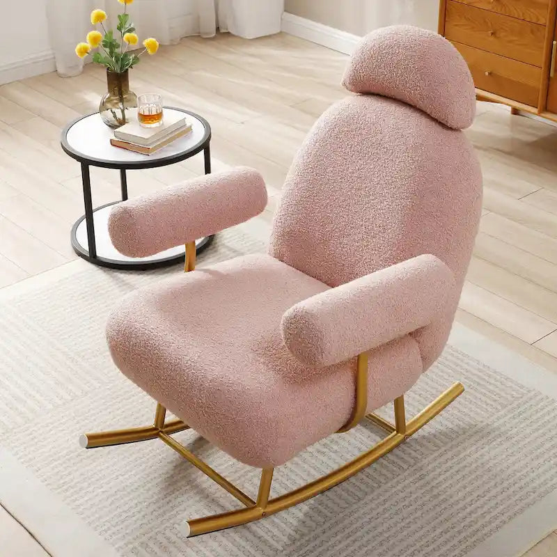 Fauteuil à bascule de puériculture en tissu Sherpa moderne