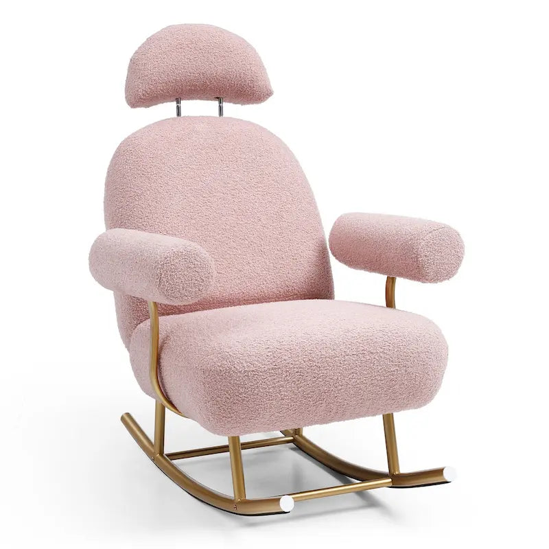 Fauteuil à bascule de puériculture en tissu Sherpa moderne