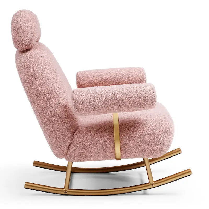 Fauteuil à bascule de puériculture en tissu Sherpa moderne