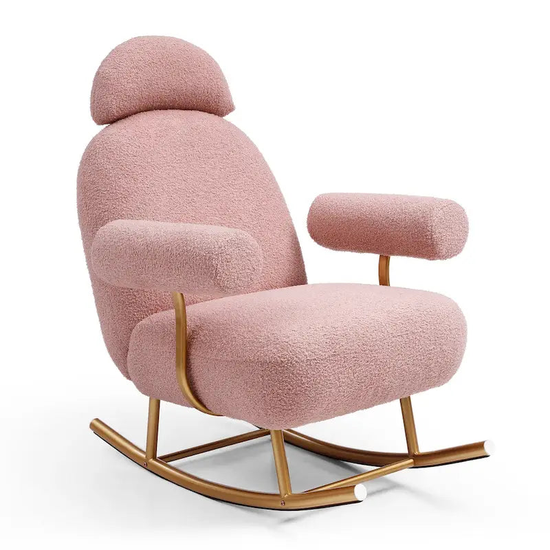 Fauteuil à bascule de puériculture en tissu Sherpa moderne