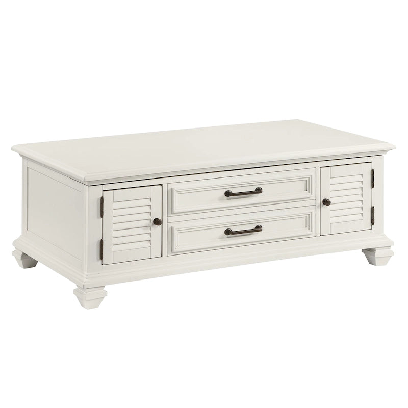 Table basse relevable blanc doux de style moderne rustique
