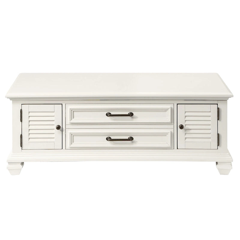 Table basse relevable blanc doux de style moderne rustique