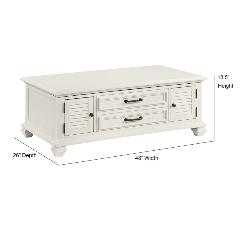 Table basse relevable blanc doux de style moderne rustique