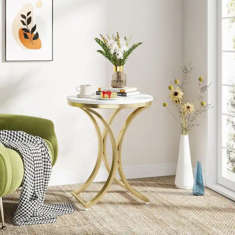Table d'appoint or blanc