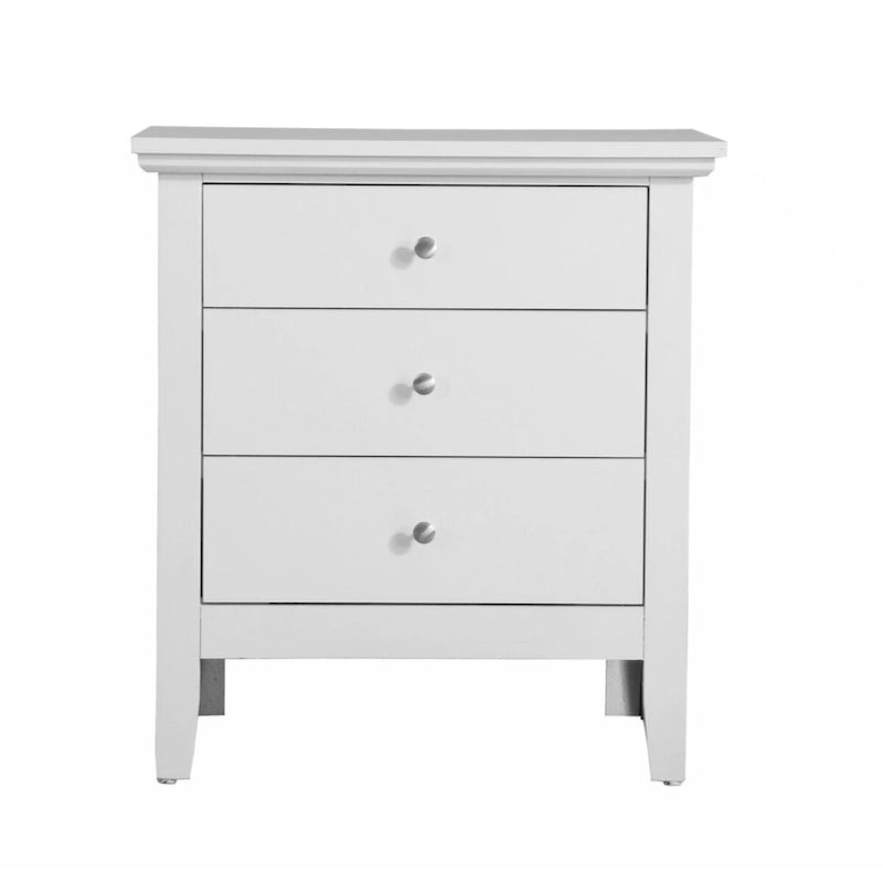 Table de chevet 3 tiroirs, blanc