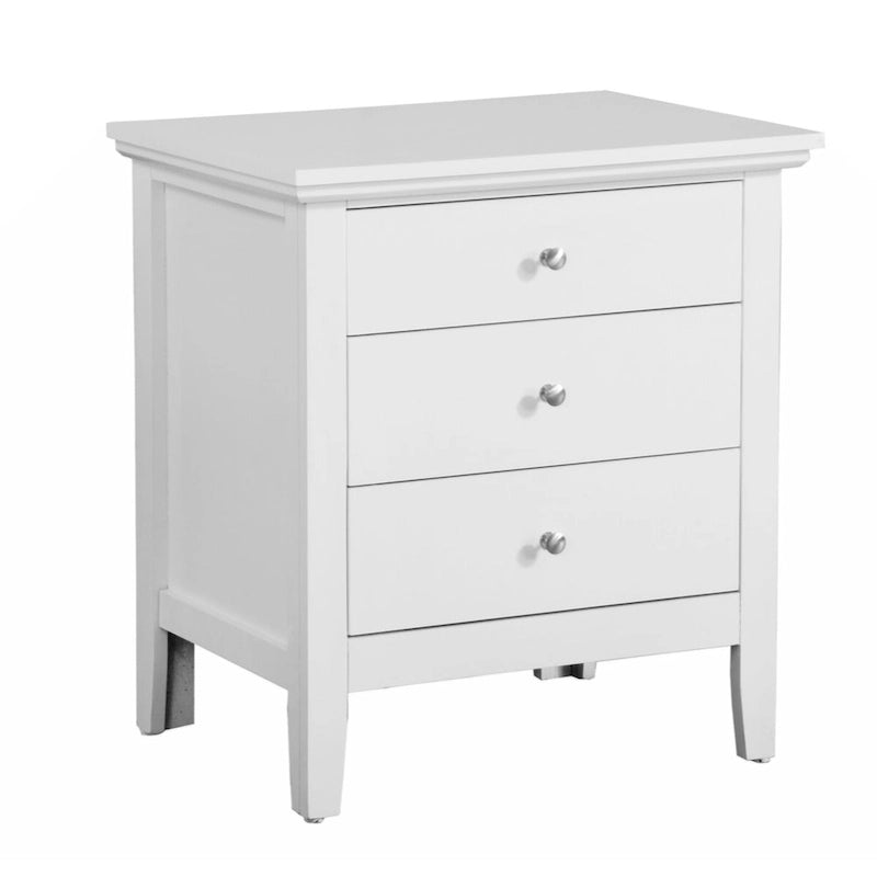 Table de chevet 3 tiroirs, blanc
