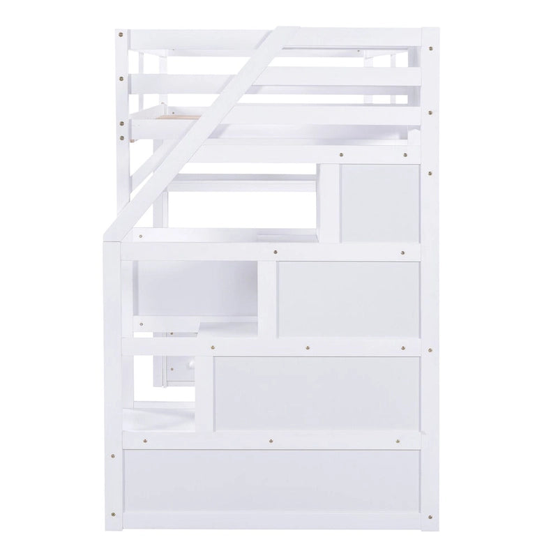 Lit mezzanine simple avec bureau et étagères