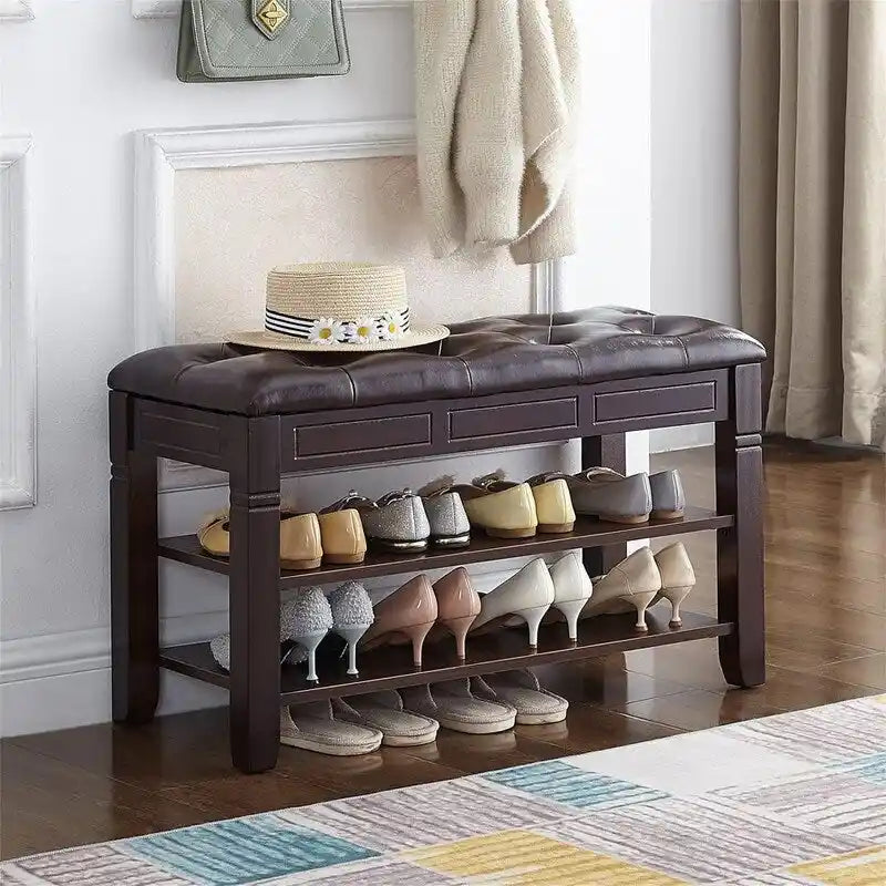 Banc de rangement à chaussures avec coussin