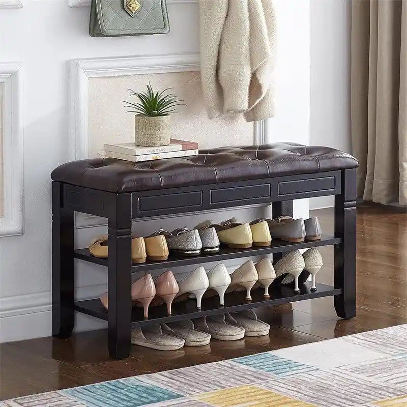 Banc de rangement à chaussures avec coussin