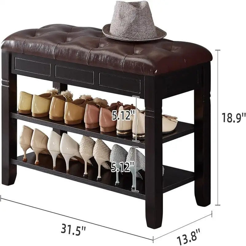 Banc de rangement à chaussures avec coussin