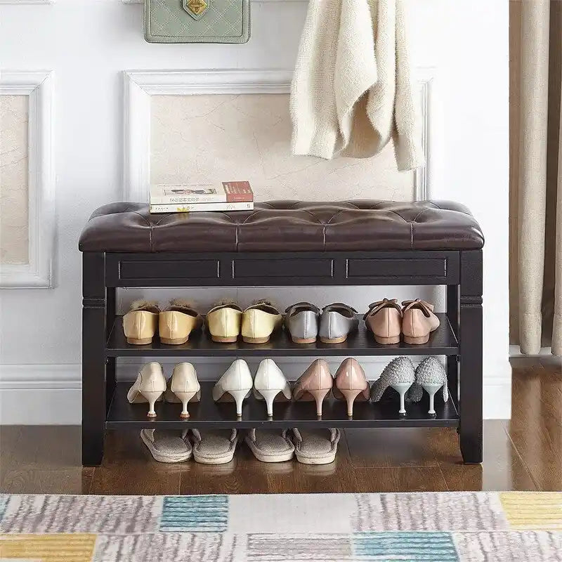 Banc de rangement à chaussures avec coussin