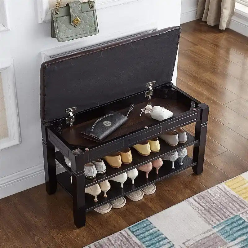 Banc de rangement à chaussures avec coussin