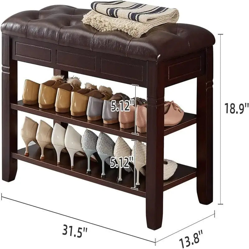 Banc de rangement à chaussures avec coussin