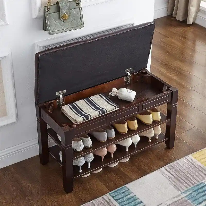 Banc de rangement à chaussures avec coussin