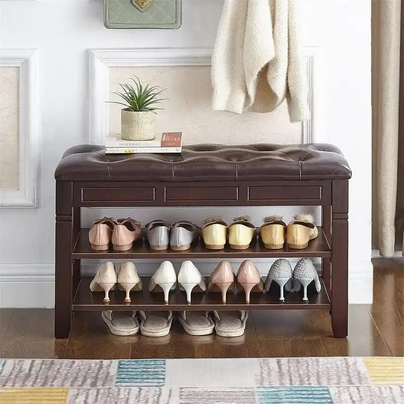 Banc de rangement à chaussures avec coussin